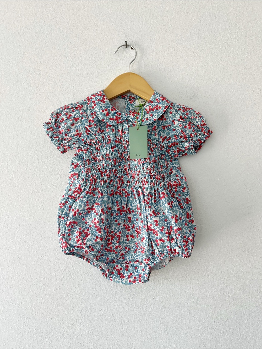 JADE | NWT Peter Pan Collar Bubble Romper Liberty Floral Berries | 12m - 3T